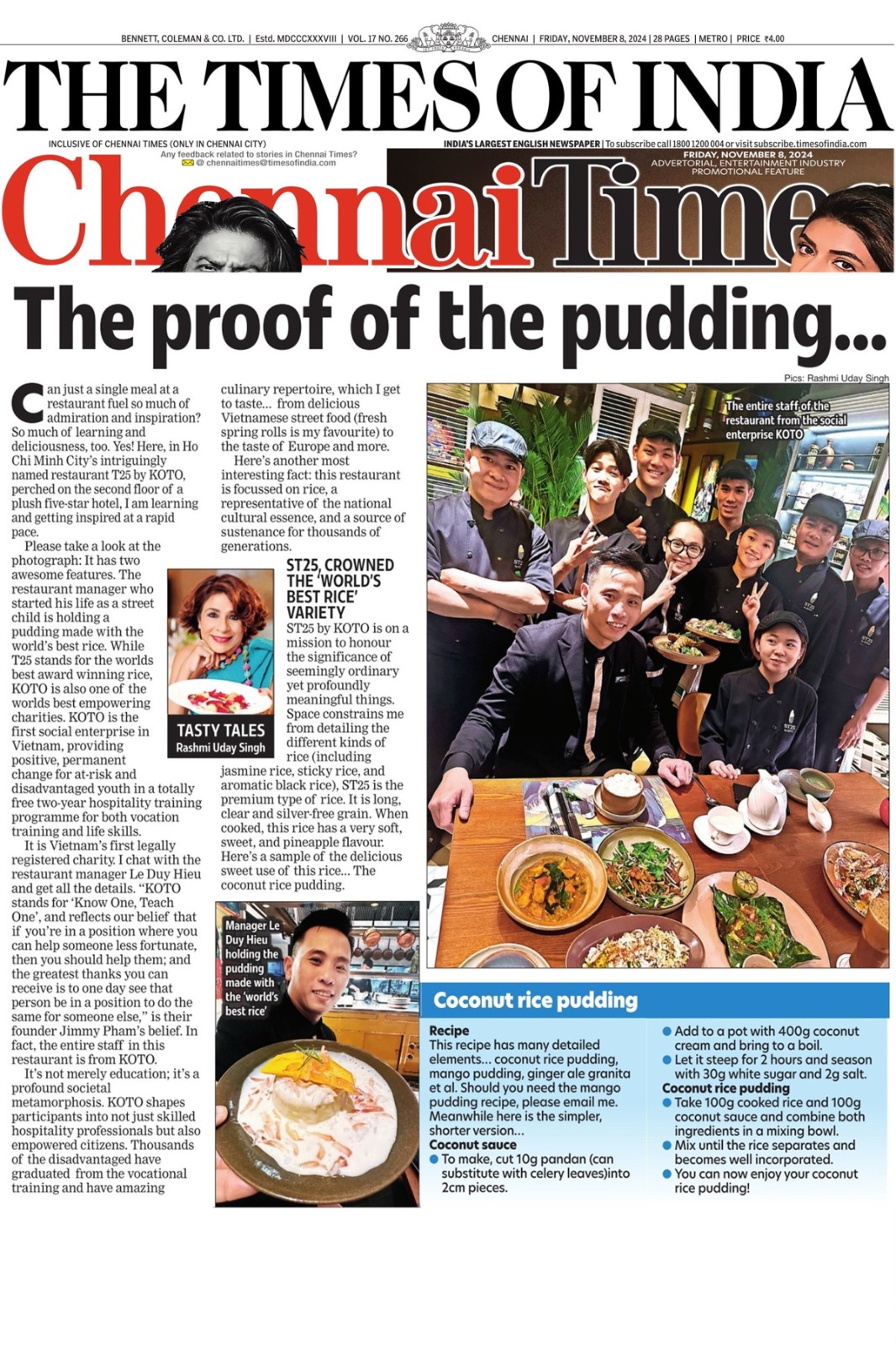 THE PROOF OF THE PUDDING…